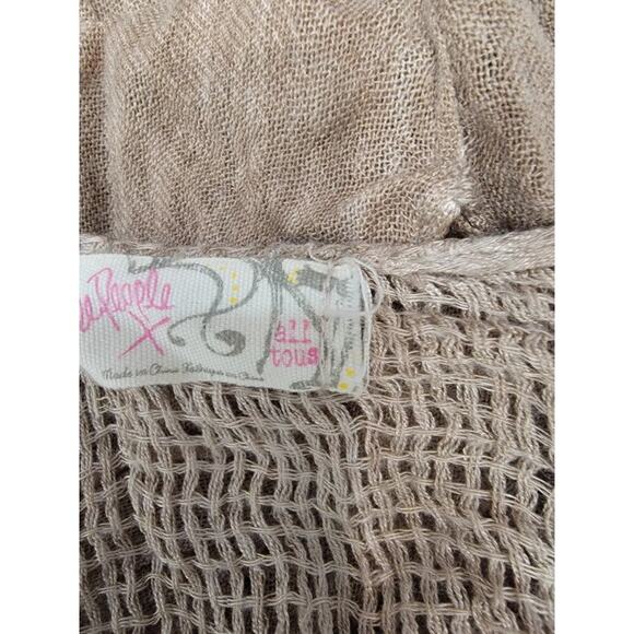Free People All Tous Cardigan Sz OS Fishnet Bohemian Western High Low Tan Beachy - Picture 9 of 11